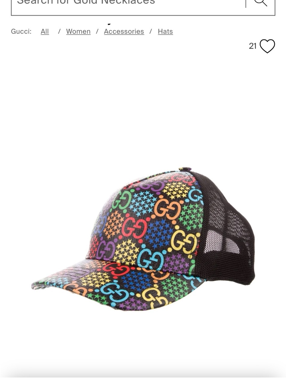 Gucci Multicolor GG Logo Mesh-Back Baseball Cap
